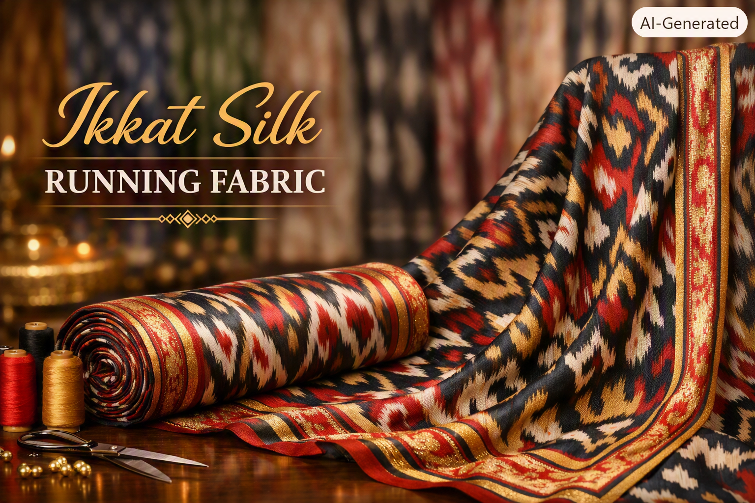 Ikkat Silk Running Fabric