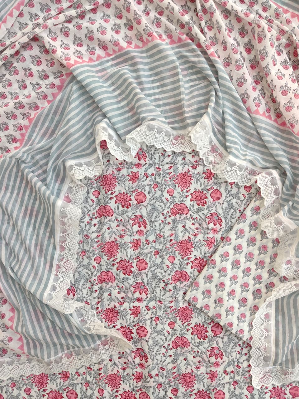 Cotton Crochet Lace  - Red White