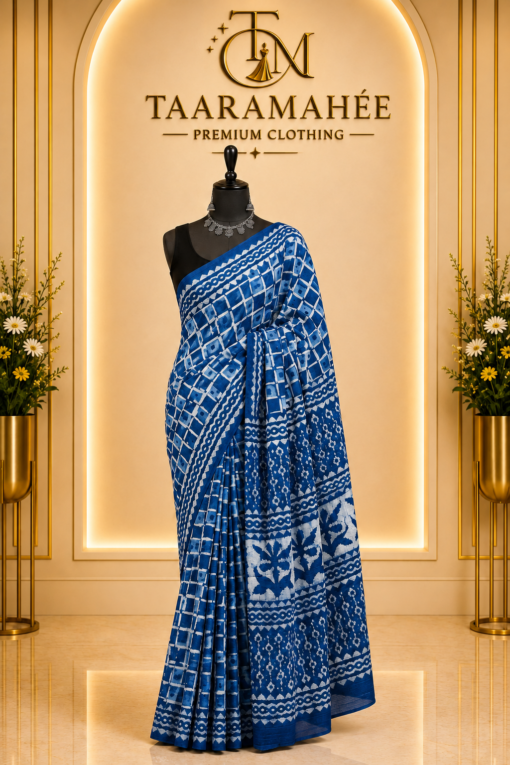 Hand Block Printed Mul Cotton Saree