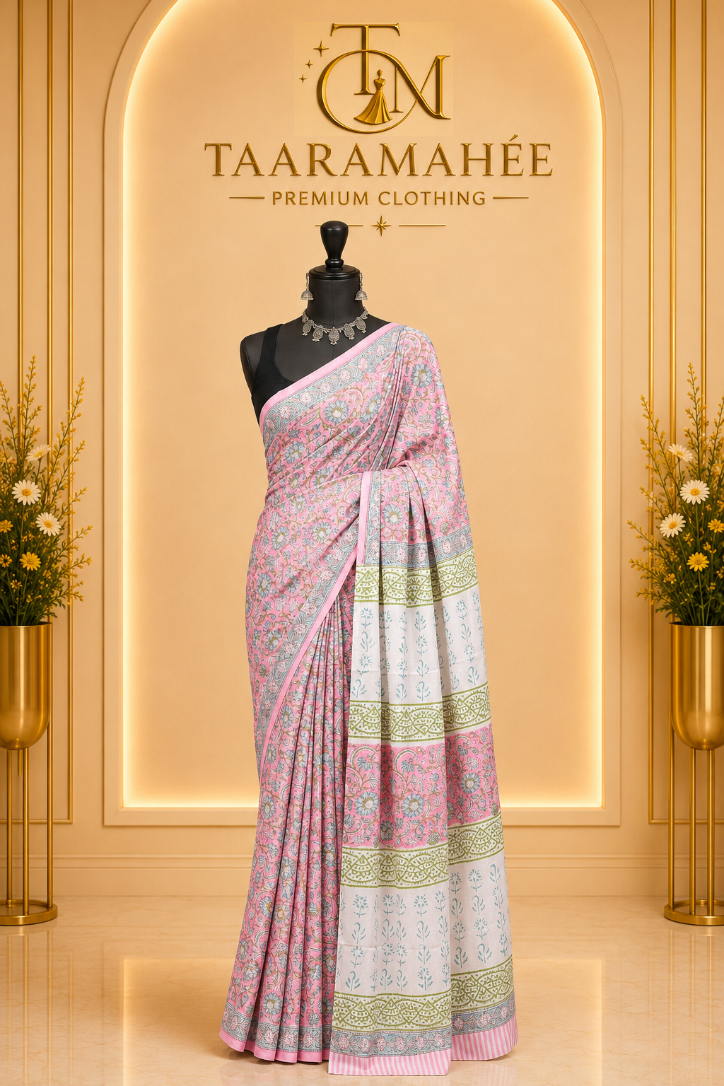 Hand Block Printed Mul Cotton Saree