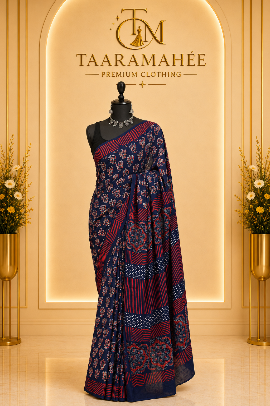 Hand Block Printed Mul Cotton Saree