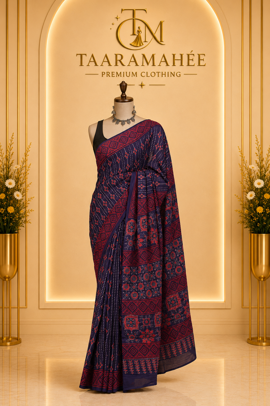 Hand Block Printed Mul Cotton Saree
