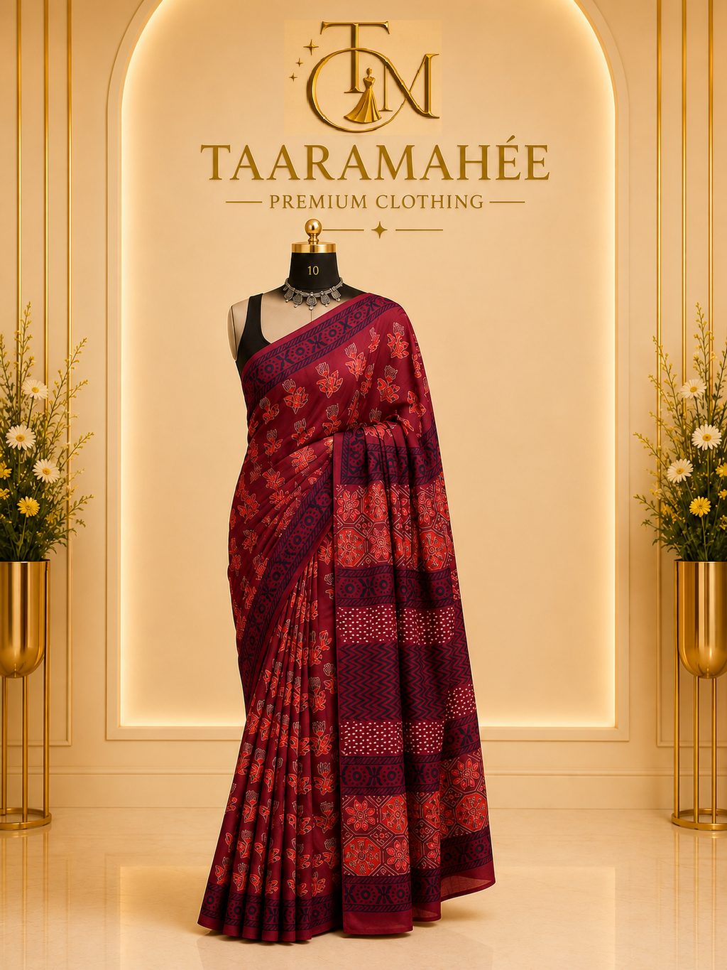 Hand Block Printed Mul Cotton Saree