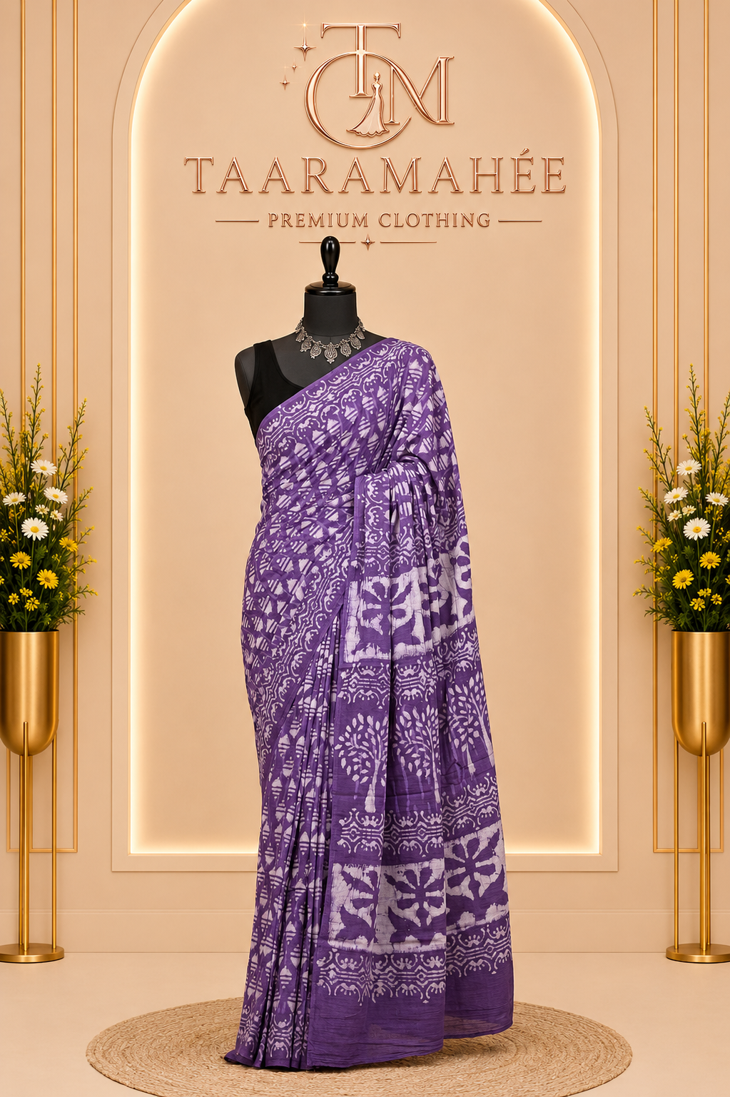 Hand Block Printed Mul Cotton Saree