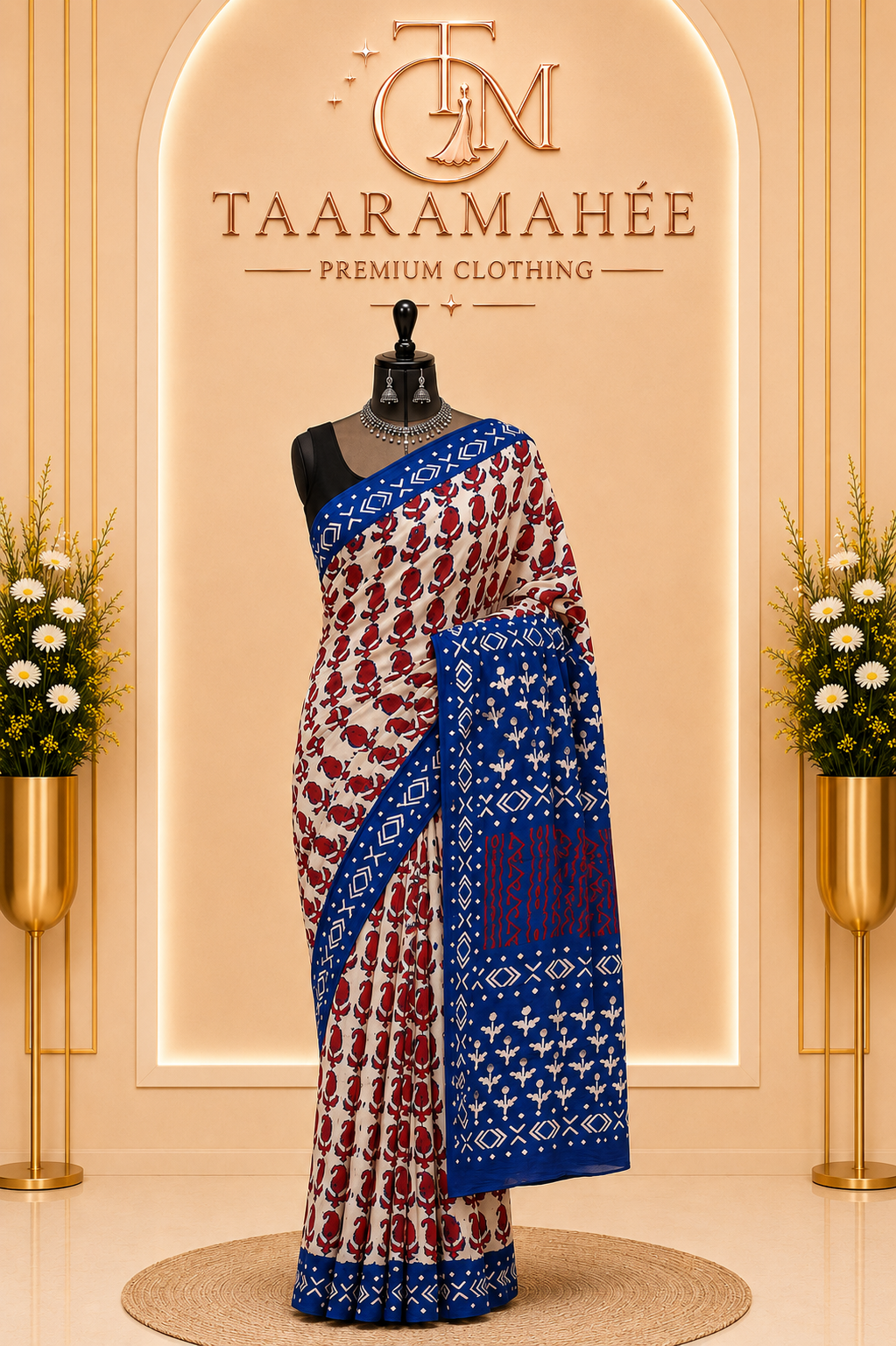 Hand Block Printed Mul Cotton Saree
