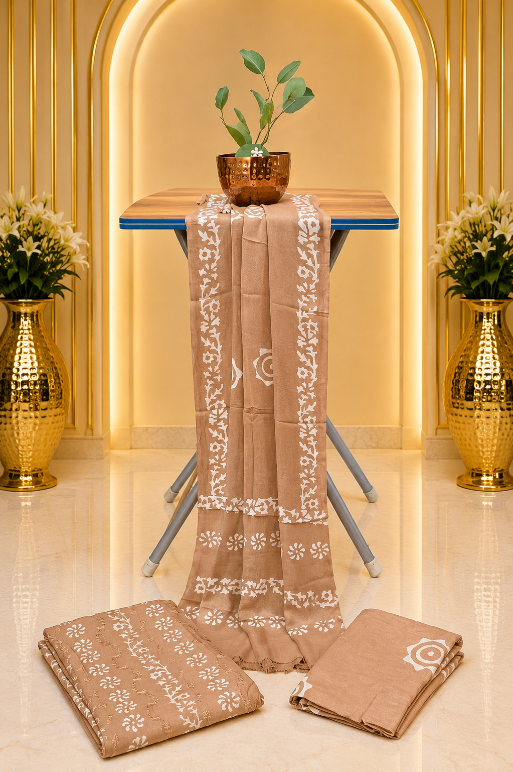 Premium Batik Printed & Embroidered Georgette Full Unstitched Salwar Suit