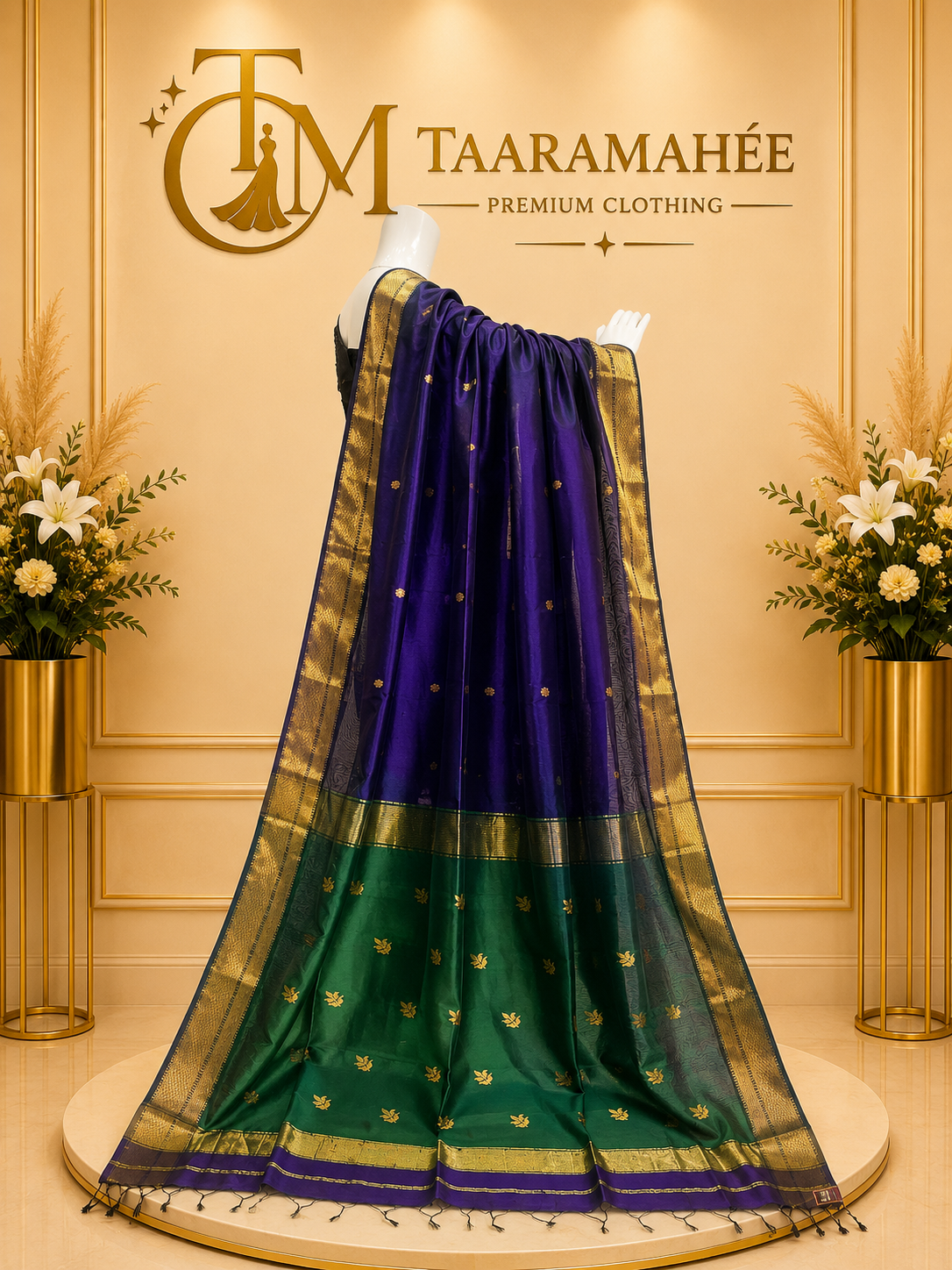 Maheshwari half cotton half silk zari weaving boader all over butti rich leaf butti pallu saree with blouse