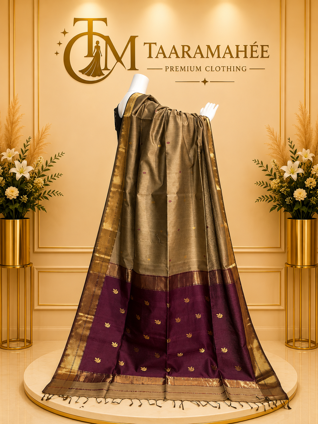 Maheshwari half cotton half silk zari weaving boader all over butti rich leaf butti pallu saree with blouse