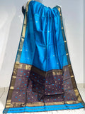 Half Cotton half silk Saree - Light Blue