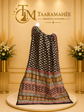Maheshwari half cotton half silk zari piping boarder Kalamkari print saree with blouse