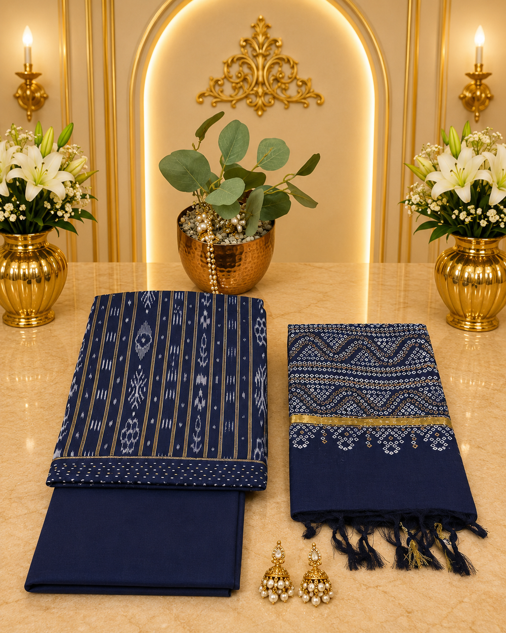 Premium Ikkat Pure Cotton Suit with Chanderi Silk Dupatta