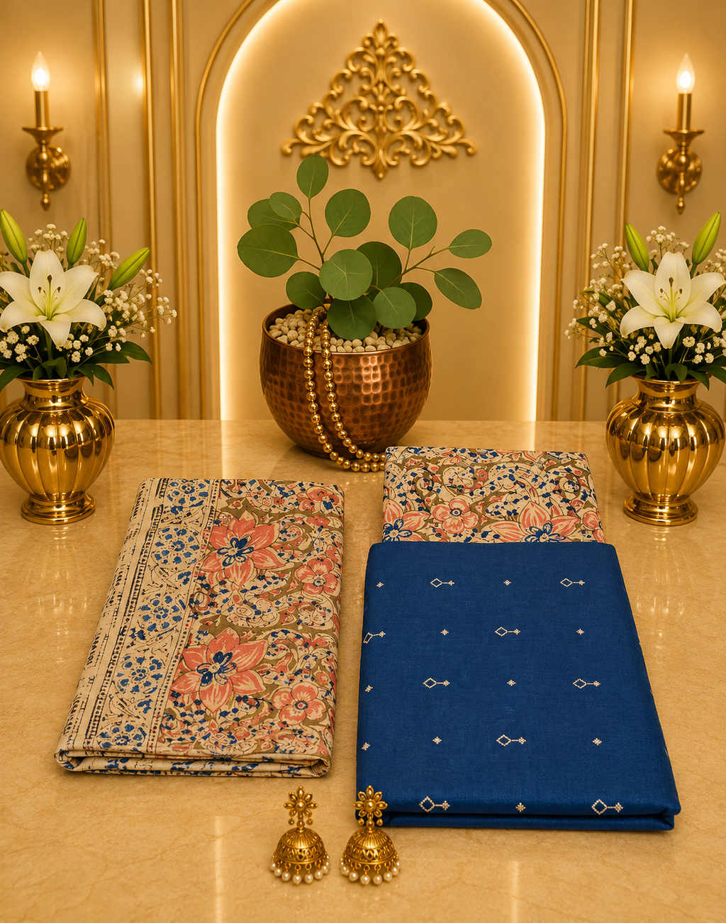 Premium Handloom Cotton Top with Kalamkari Pant & Dupatta Full Suit