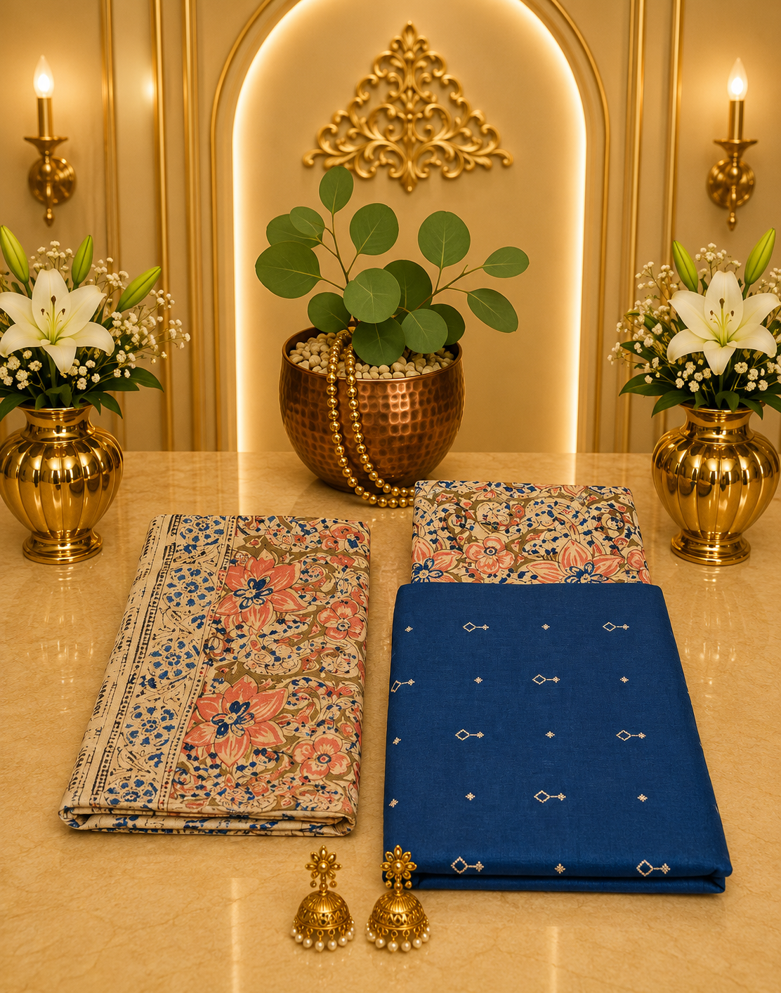 Premium Handloom Cotton Top with Kalamkari Pant & Dupatta Full Suit