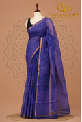 Hand block printed Pure Kota Doriya cotton Saree