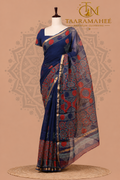 Hand block printed Pure Kota Doriya cotton Saree