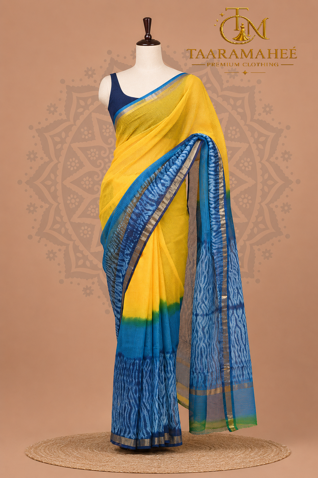 Hand block printed Pure Kota Doriya cotton Saree