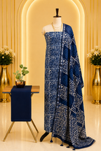 Premium Indigo Hand Block Printed Linen Cotton Full Suit