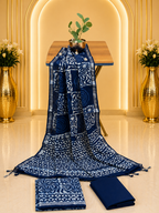 Premium Indigo Hand Block Printed Linen Cotton Full Suit