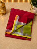 Mangalagiri Silk Cotton Elegance, Woven with a Charming Silver and Gold Zari Contrast Border