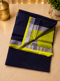 Mangalagiri Silk Cotton Elegance, Woven with a Charming Silver and Gold Zari Contrast Border