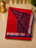 Mangalagiri Silk Cotton Elegance, Woven with a Charming Silver and Gold Zari Contrast Border