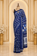 Screen Block Printed Mul Cotton Saree