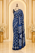 Screen Block Printed Mul Cotton Saree