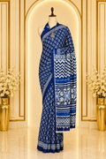 Screen Block Printed Mul Cotton Saree