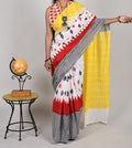MulMul Saree - Yellow Printed