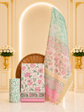 Hand block-printed premium mul cotton with hand block-printed organza dupatta suit