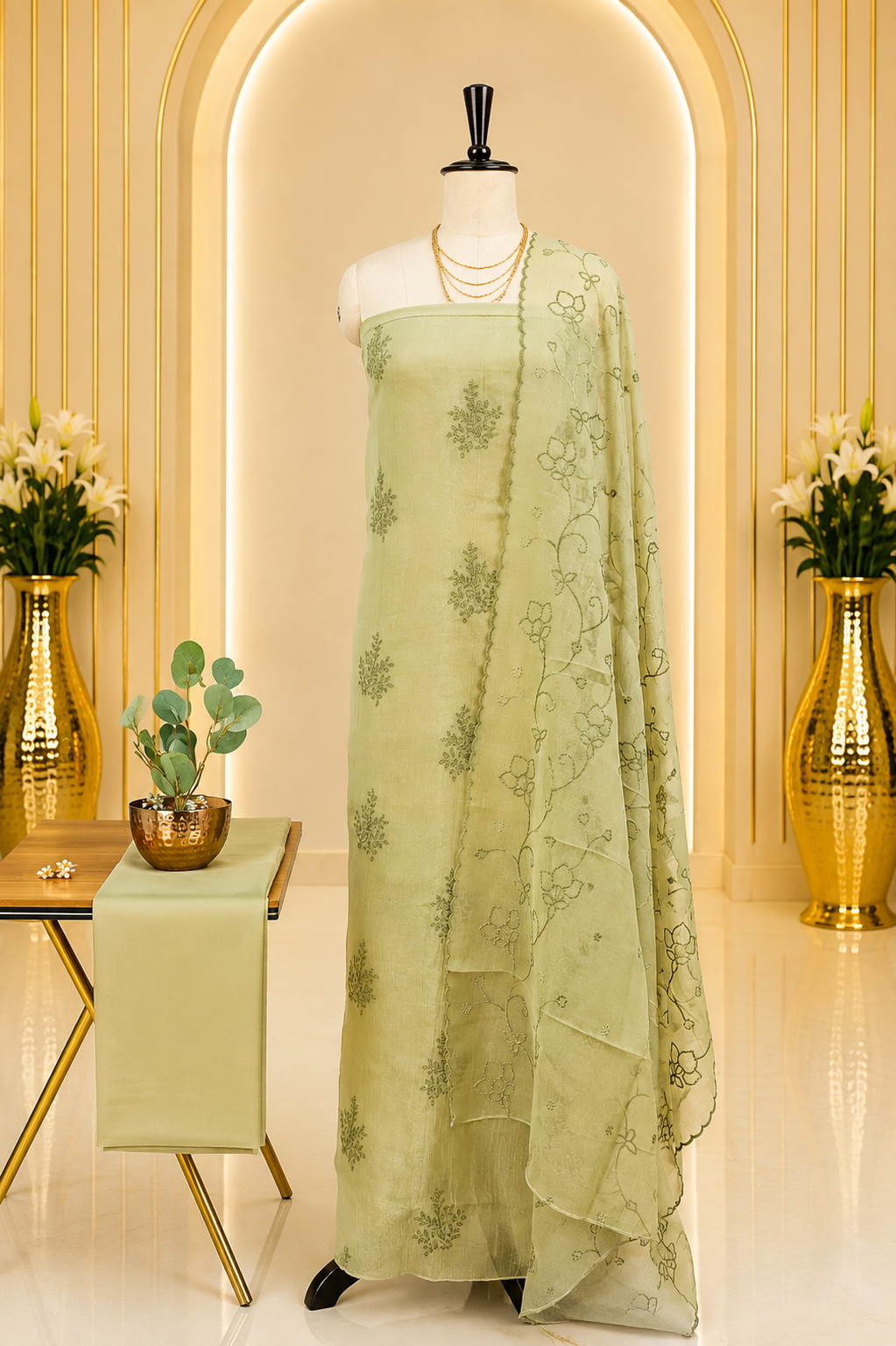 Premium Embroidered Fancy Mul Chanderi Full Suit