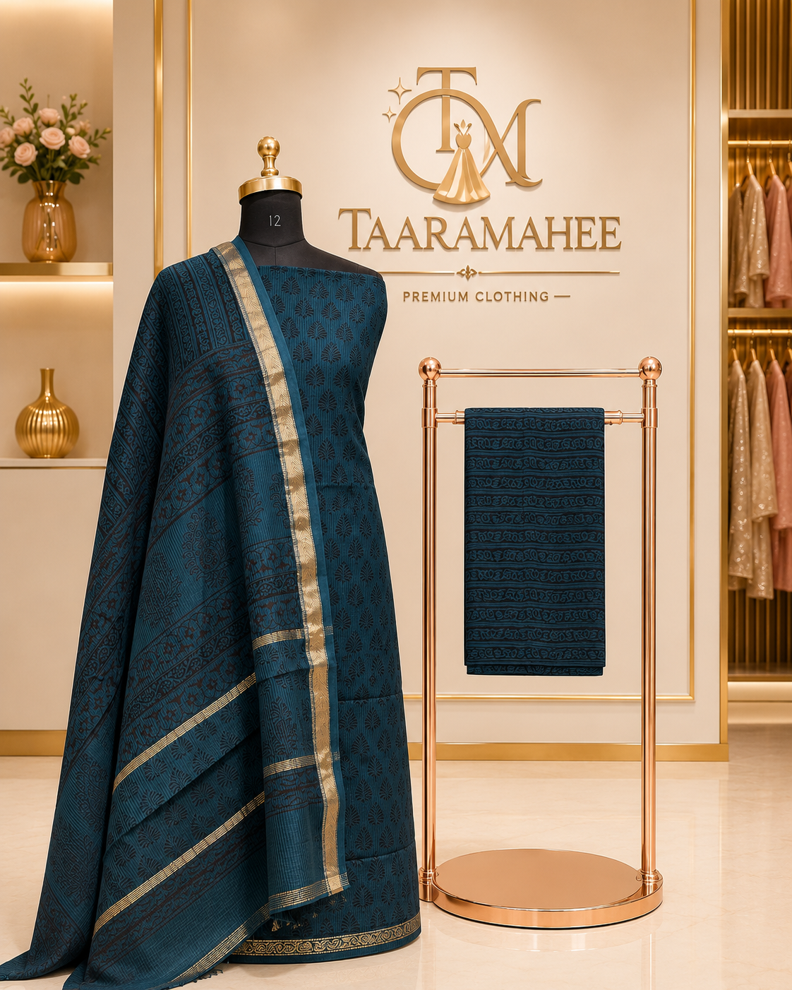 Maheshwari Cotton Silk Dress Material with Rewa Border – taaramahee