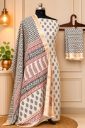 Maheshwari Cotton Silk Dress Material with Rewa Border