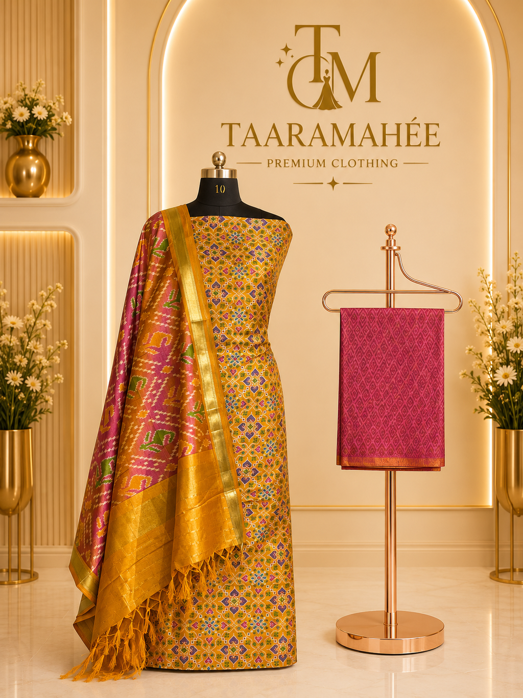 Soft Silk Patola Print Dress Material