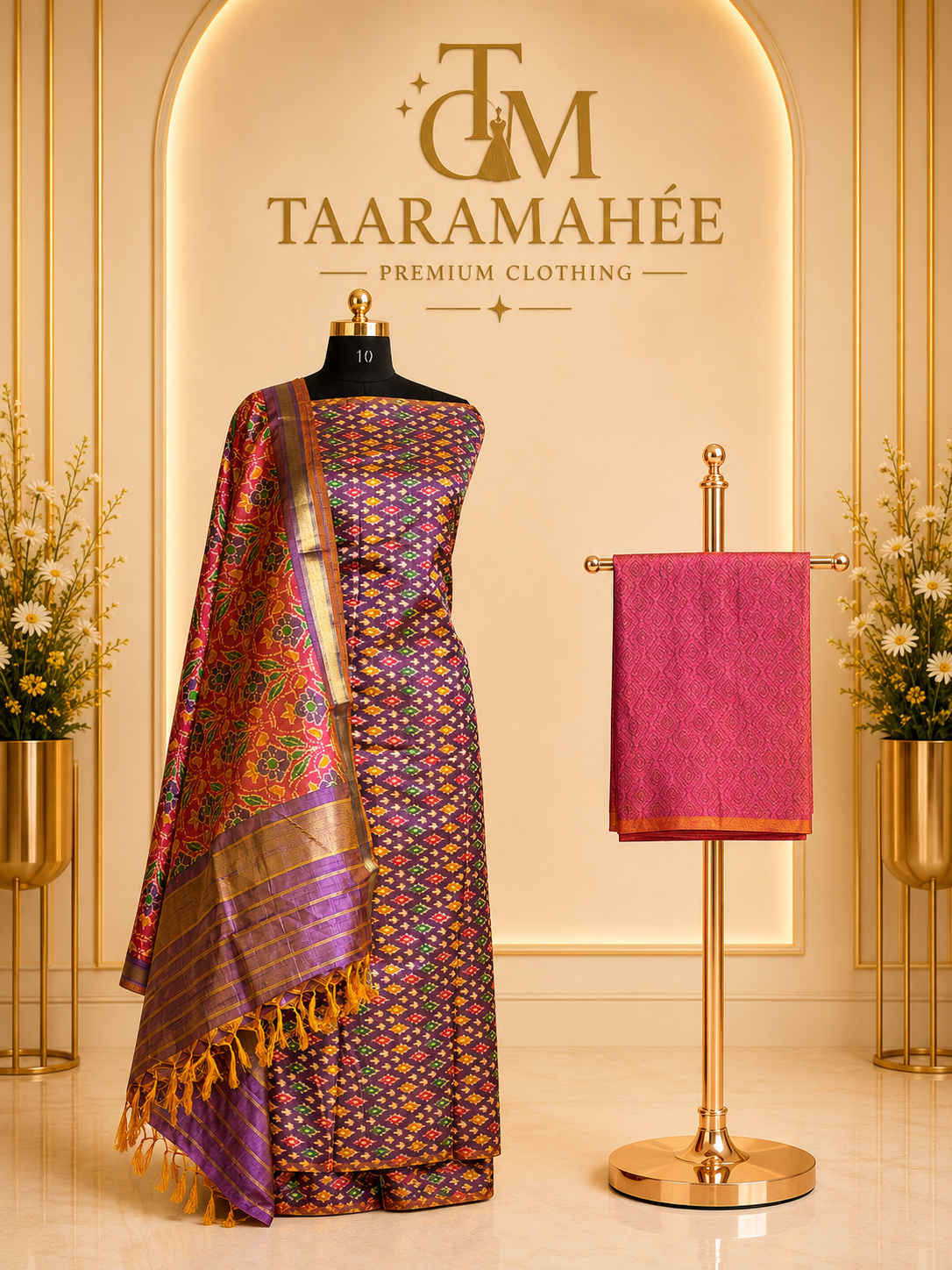 Soft Silk Patola Print Dress Material