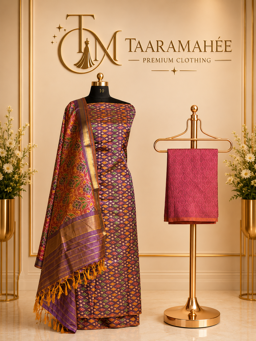 Soft Silk Patola Print Dress Material