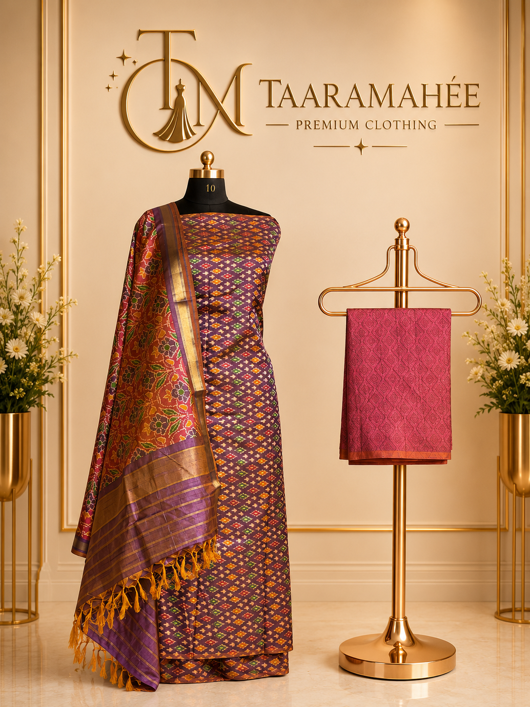 Soft Silk Patola Print Dress Material