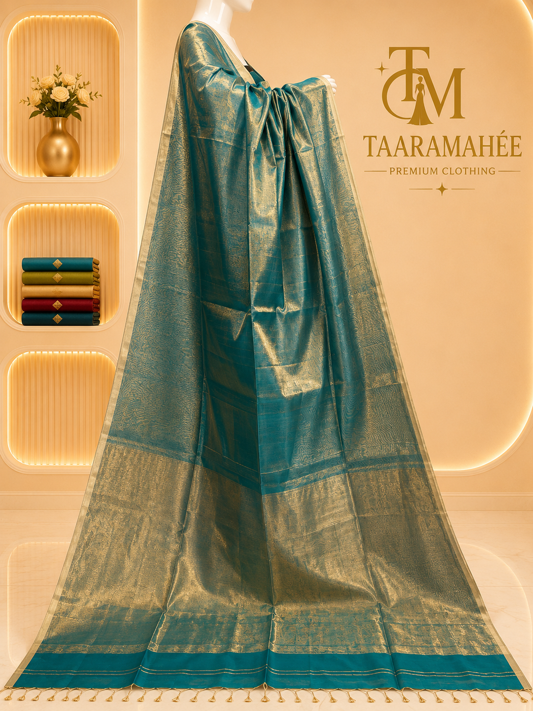 Maheshwari pure tissue with Line boarder designer saree with blouse