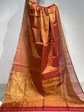 Pure Tissue Without Boarder Zari - Orange