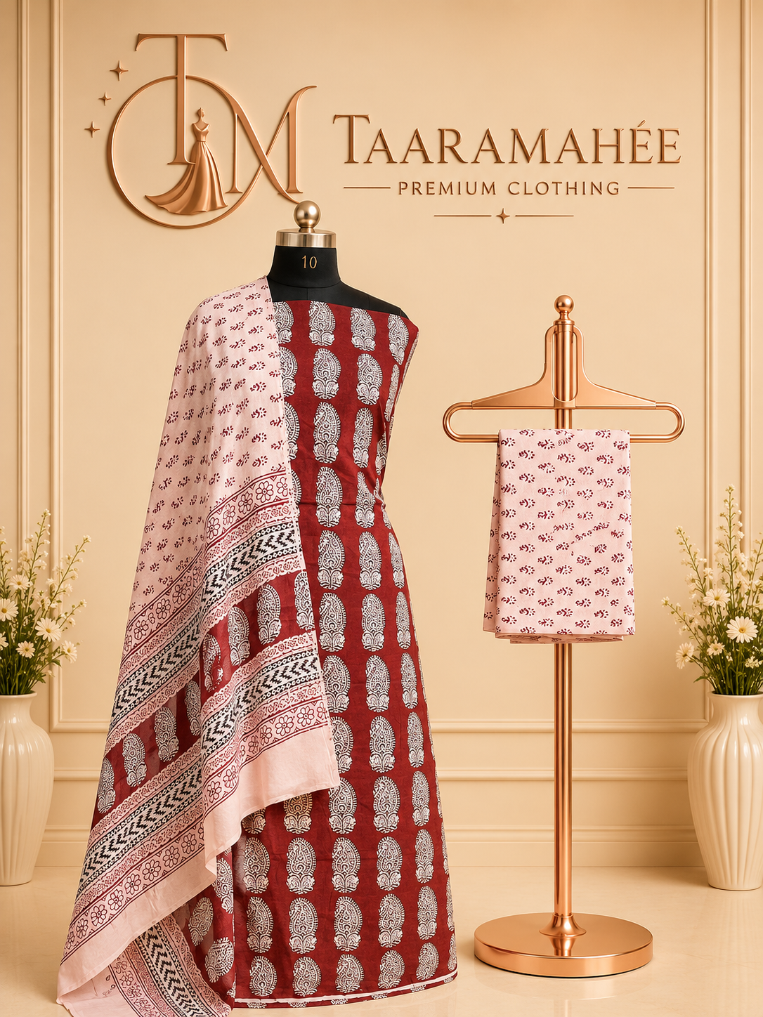 Pure Cotton Bagh Print Dress Material