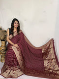 Ajhrakh Cotton Saree - Red