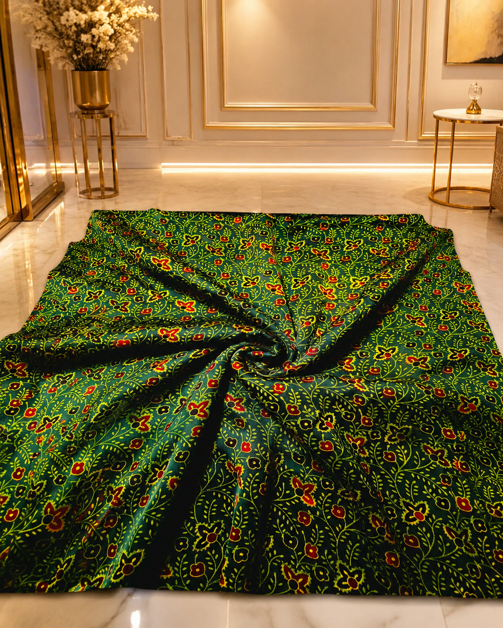 Ajrakh Hand Block Printed Modal Silk Running Fabric