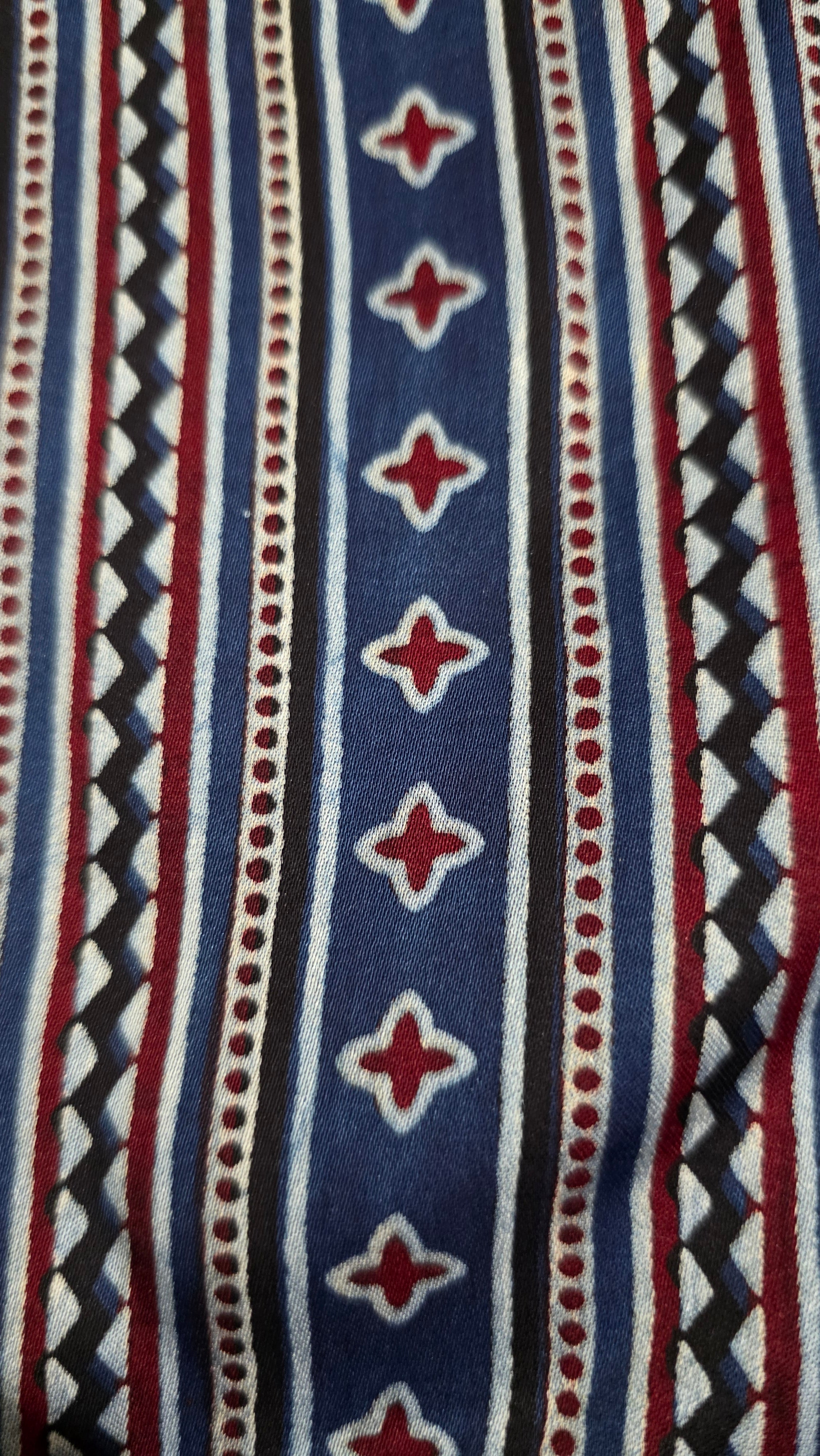 Ajrakh Hand Block Printed Modal Silk Running Fabric