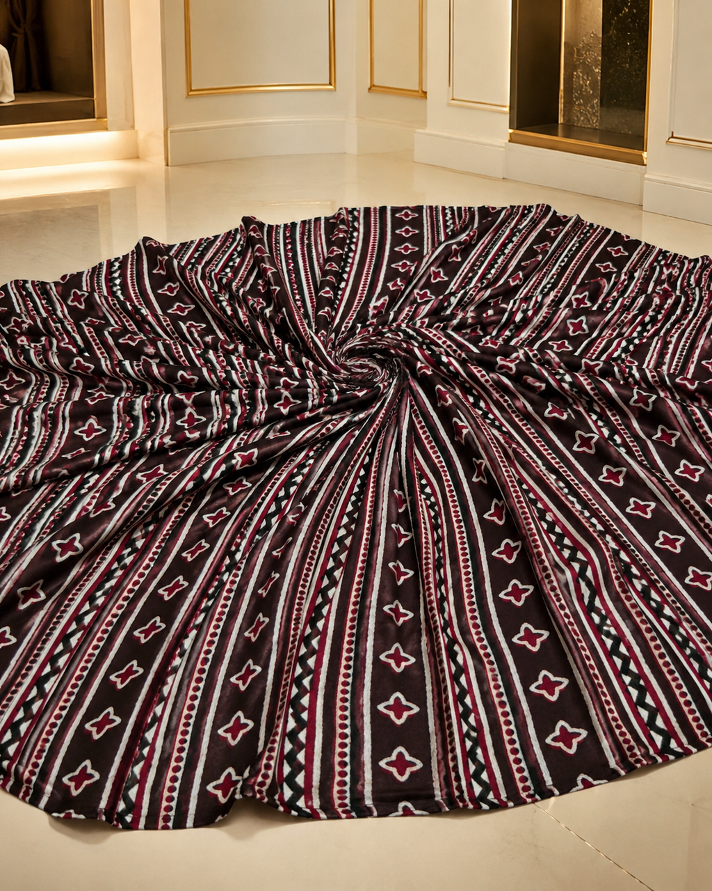 Ajrakh Hand Block Printed Modal Silk Running Fabric