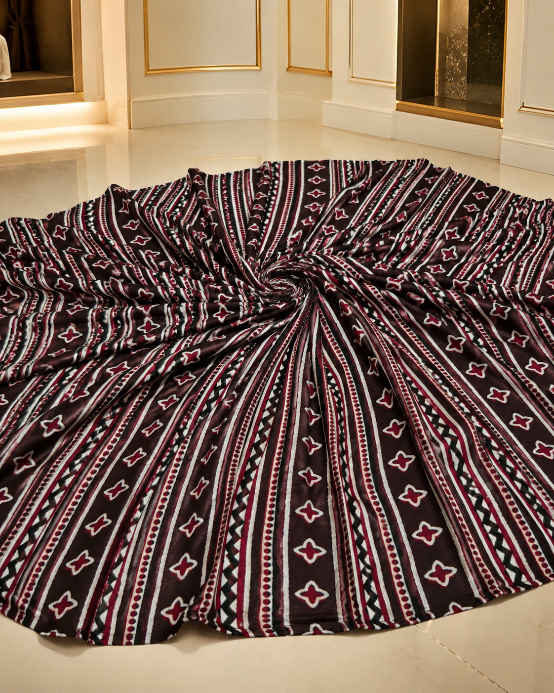 Ajrakh Hand Block Printed Modal Silk Running Fabric