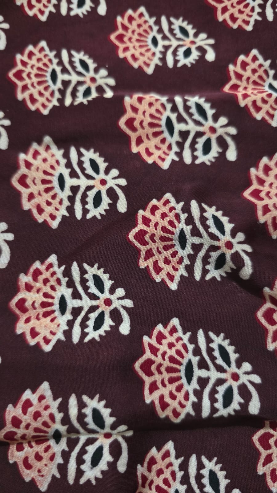 Ajrakh Hand Block Printed Modal Silk Running Fabric
