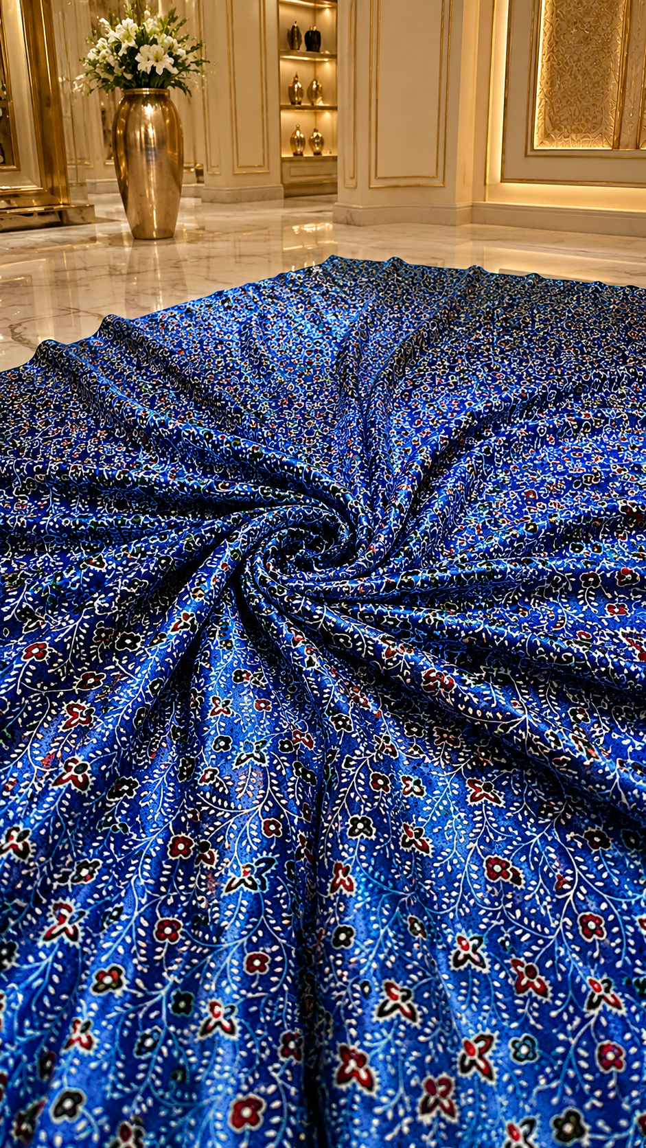 Ajrakh Hand Block Printed Modal Silk Running Fabric