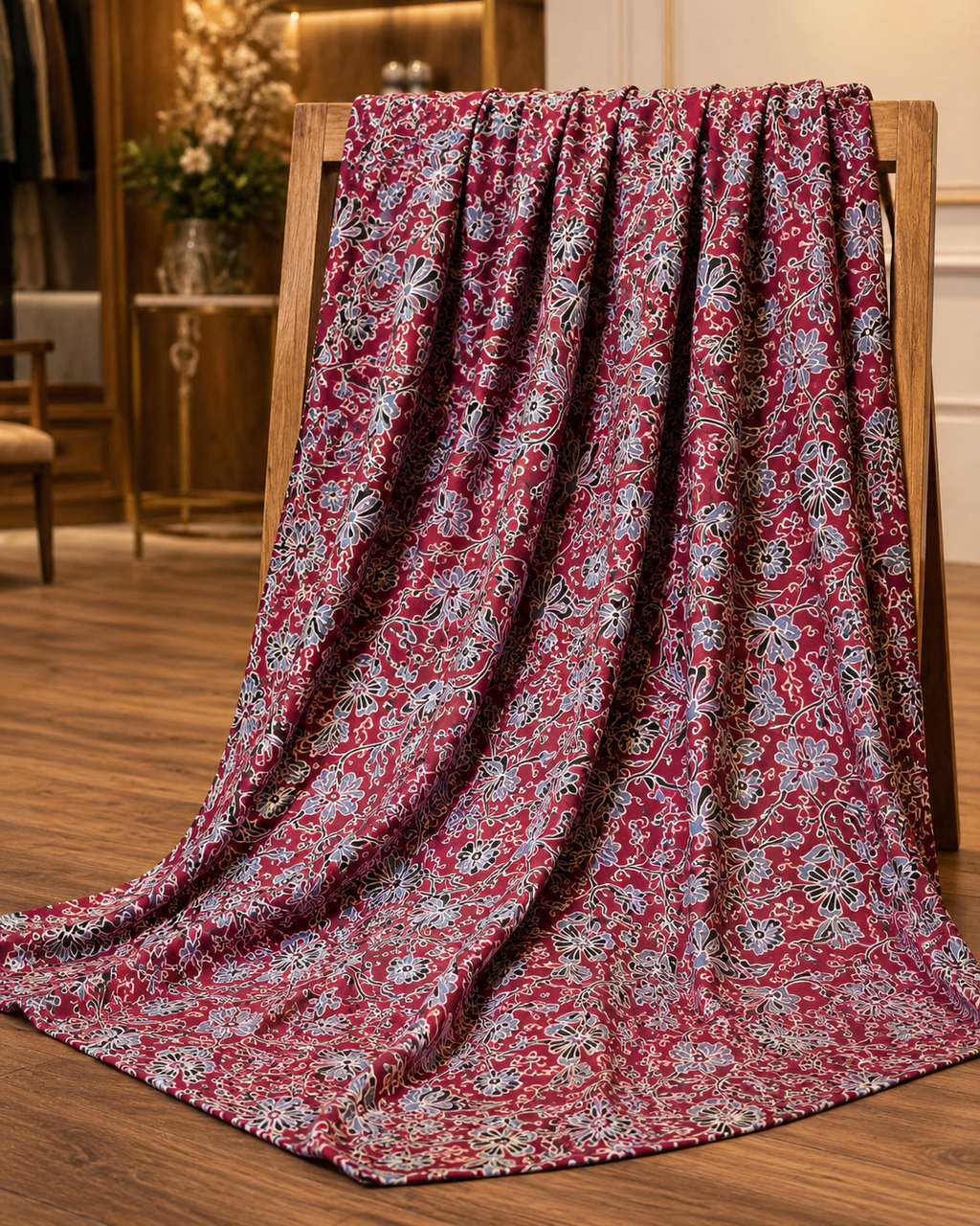 Ajrakh Hand Block Printed Modal Silk Running Fabric