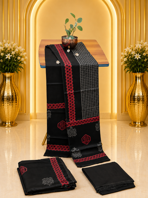 Premium Red and Black Model Silk Full Suit