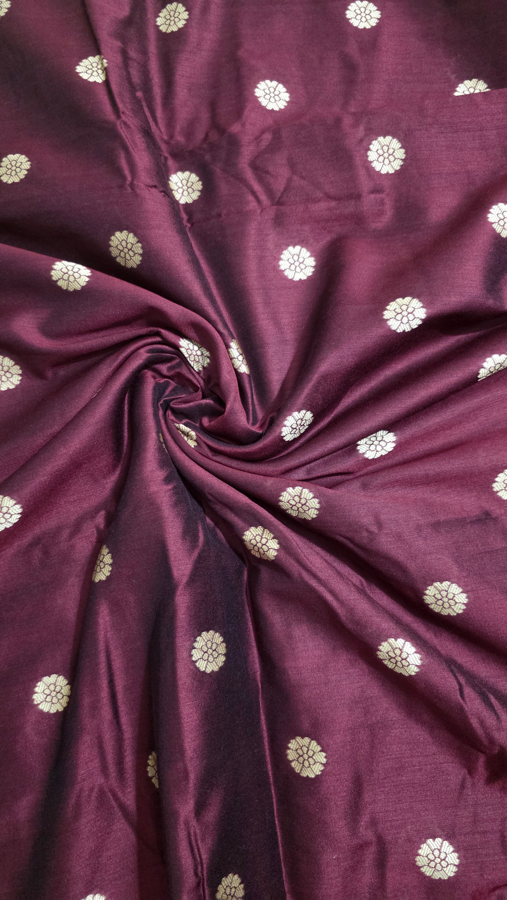 Premium Poly Cotton Running Material with Golden Embroidered Floral Butta